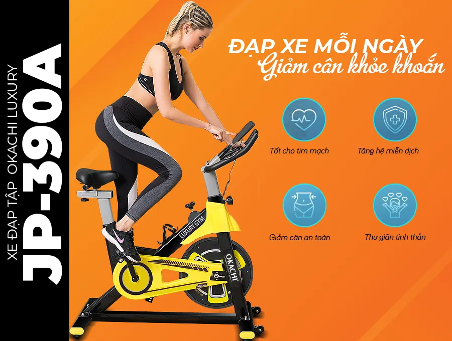 Xe đạp thể dục tại nhà Okachi Luxury JP-390A (màu Vàng)
